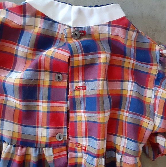 Vintage Toddler Plaid Long Dress Puff Sleeve 2T 3T - Picture 4 of 8